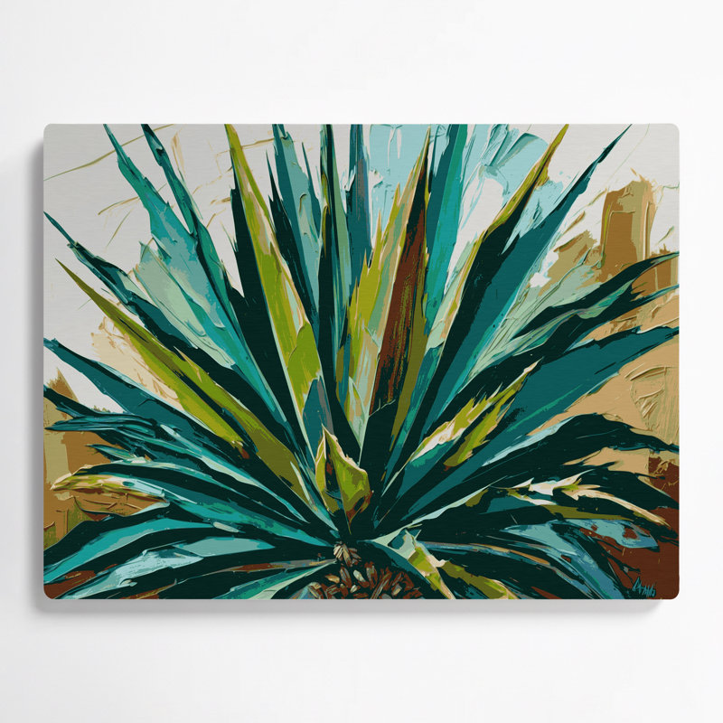 Yucca botanique vert, art mural en métal, H 132 po x l 168 po x P 0,05 po