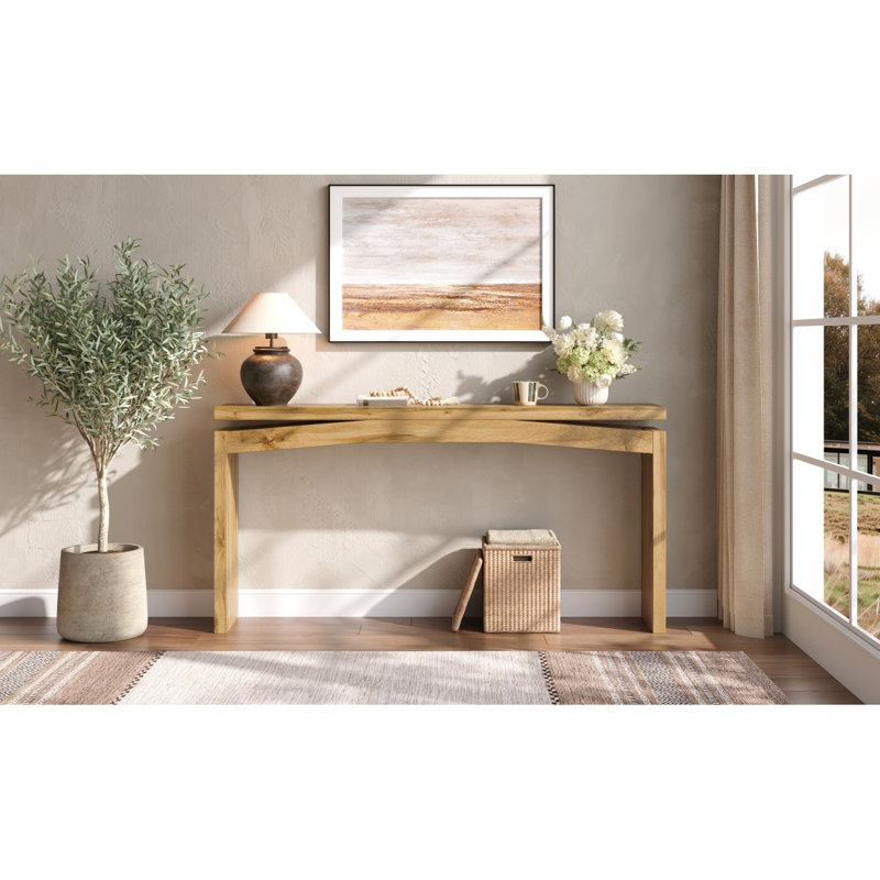 Console en bois, table d'appoint à dossier en bois de 62 po de longueur x 31 po de hauteur, bureau d'entrée pour le couloir et l'entrée
