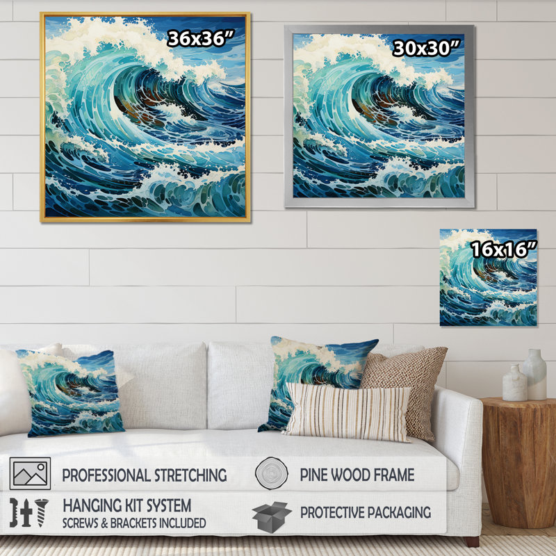 Coastal Waves Of Wonder VII - Nautical & Beach Wall Decor, H 30 po x l 30 po x P 1 po, Cadre flottant noir