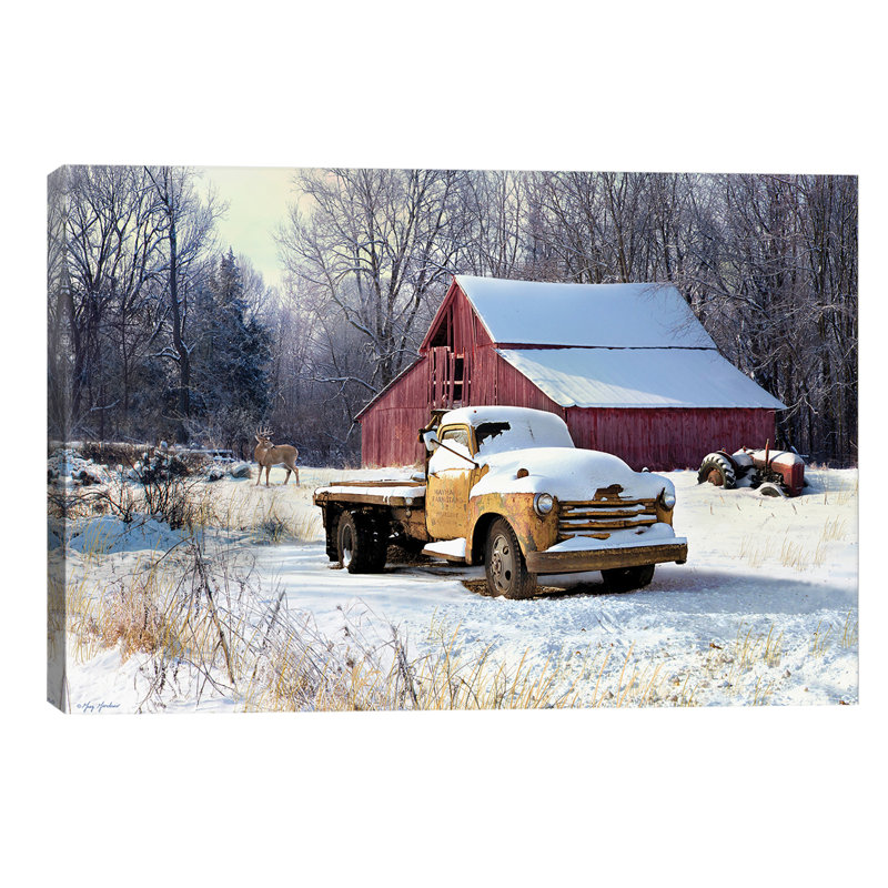 Winter Truck - Print on Canvas, 66.04 cm H x 45.72 cm W x 1.91 cm D, Wrapped Canvas