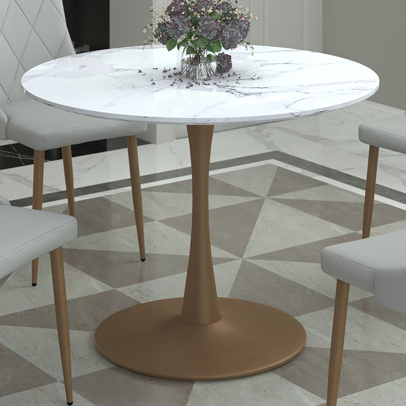 Benedix Round Dining Table, 39.5" L x 39.5" W, Gold