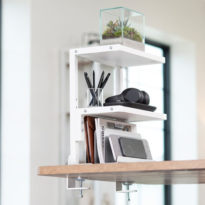 Étagère à 2 niveaux VIVO Clamp-on 13 po au-dessus ou en dessous du bureau, organisateur de bureau (série STAND-SHELF2C)