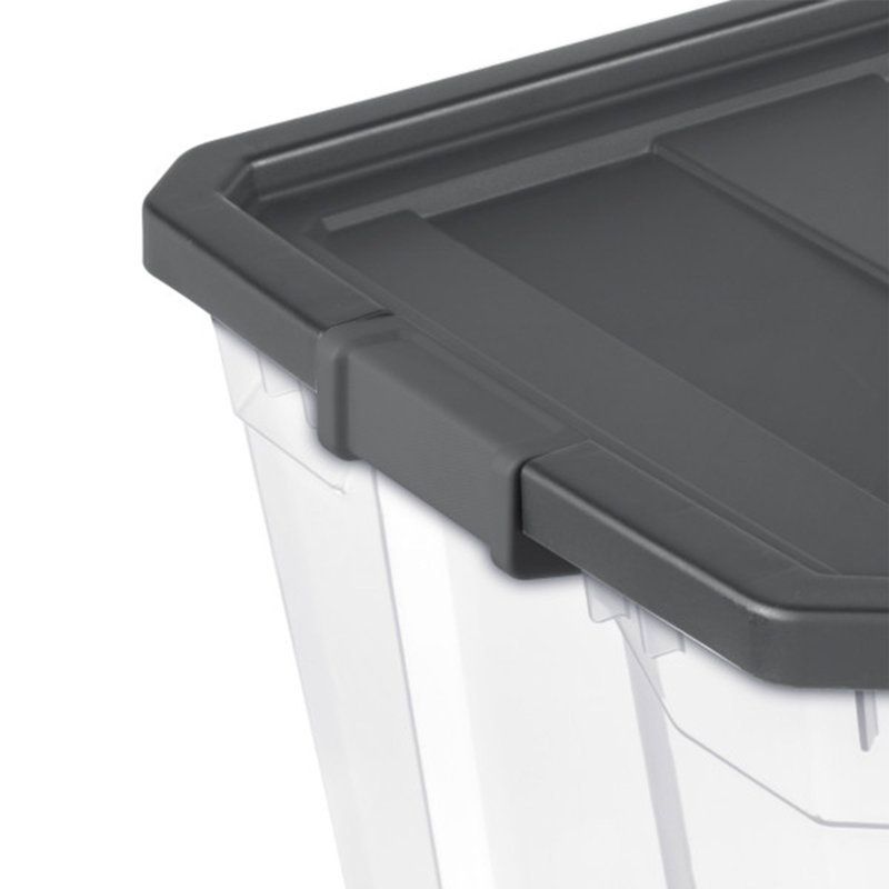 Contenants de rangement empilables en plastique transparent avec couvercle Sterilite, 200 pintes, Transparent / gris