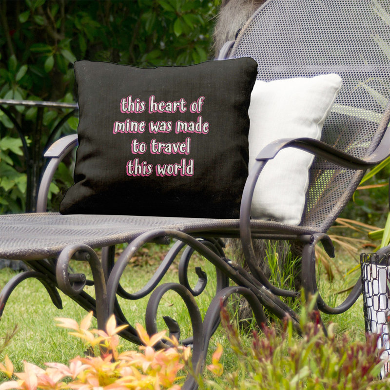 Coussin décoratif intérieur/extérieur travel love, 16 po x 1 po, Rose