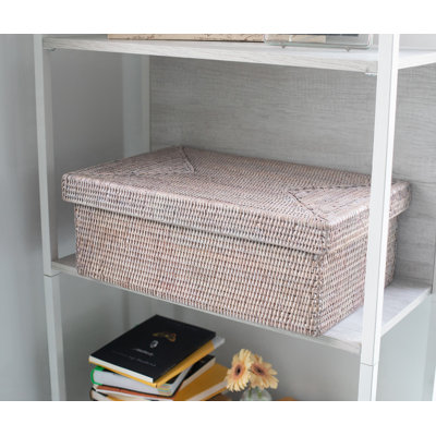 Hand-Woven Rattan Rectangular Bin with Lid