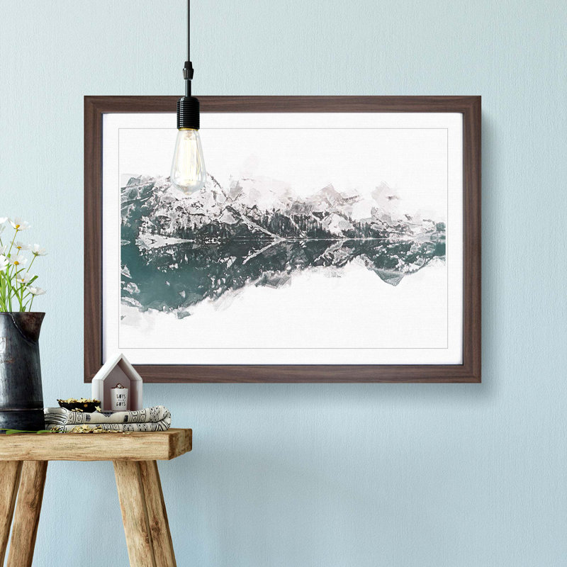 Lake Reflection in Italy in Abstract - Picture Frame Graphic Art Print, Walnut Framed, 48cm H x 65cm W x 2cm D