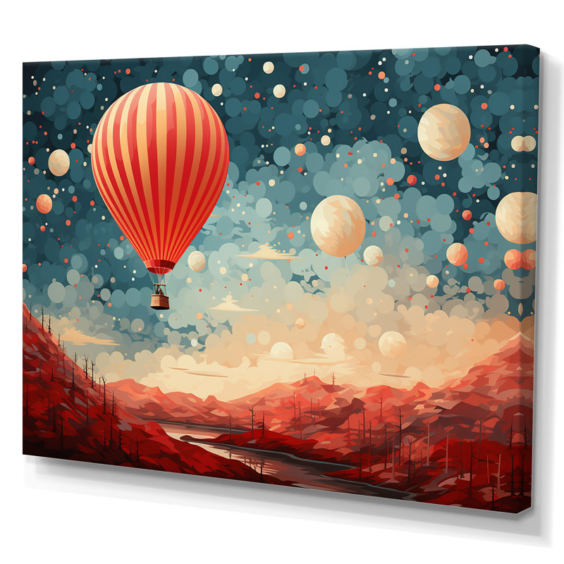 «Coral Hot Air Ballons Take Flight II», reproduction sur toile, Toile tendue, H 12 po x l 20 po x P 1 po