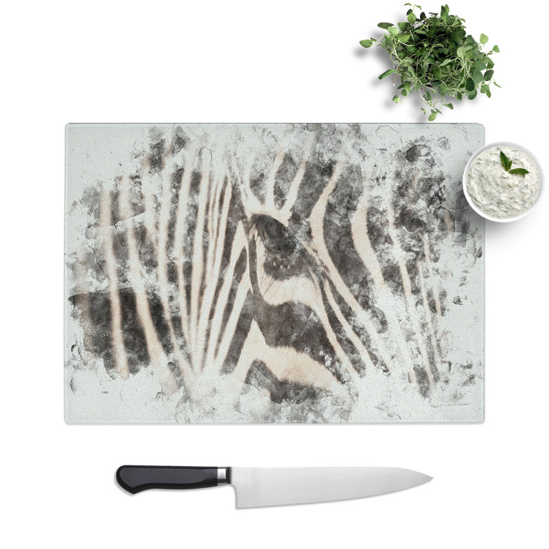 Tempered Glass Eye of the Zebra Chopping Board, 28.5 cm x 39 cm