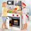 Hape: Ensemble de cuisine Super Serve - blanc - lumières et sons, station de cuisson complète en bois, micro-ondes, cuisinière, évier, accessoires, enfants de 3 ans et plus