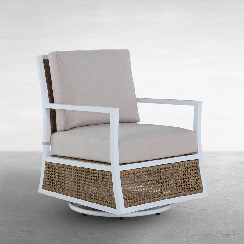 Fauteuil oscillant en aluminium et cannes Bermuda, Craie / canne naturelle, Blanc naturel Availa, Welt + Standard Fill
