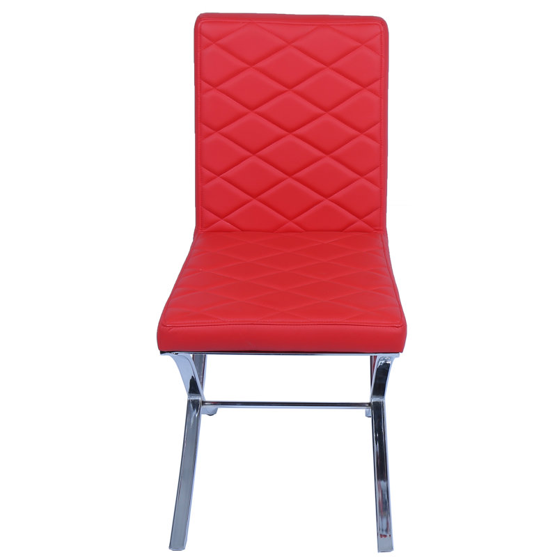 Cleopatra 19'' H Faux Leather Upholstered Parsons Chair, Red