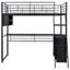 Twin Size Metal Loft Bed With Led, Desk And 4 Storage Shelves, Black