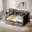 Upholstered Daybed With 2 Drawers, Storage Shelves, Flip Cabinets & Side Table, Vertical Striped Design-54182175