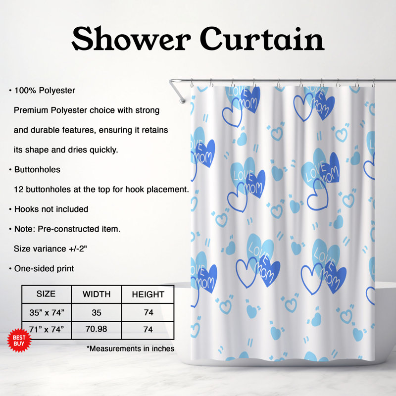 Rideau de douche Affectionate Blue - Premium 13, H 74 po x l 71 po