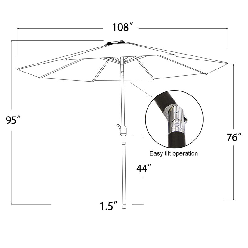 Parasol de marché Avagon Lotus de 9 pi avec inclinaison et manivelle - vert foncé