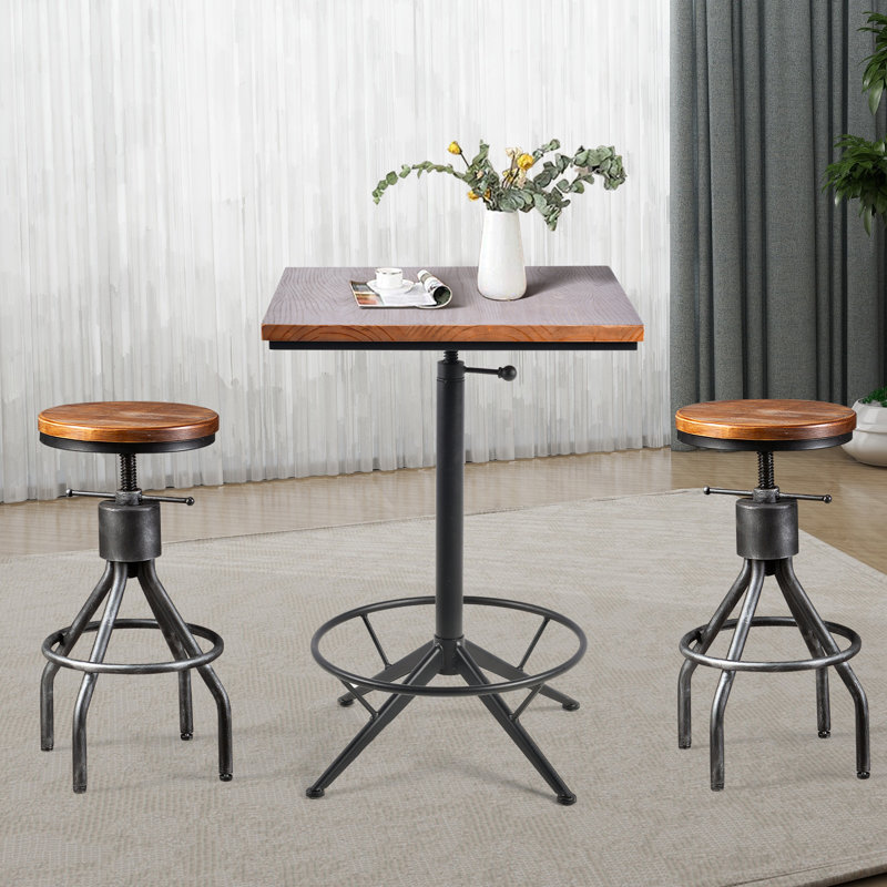Kailynne 2 - Person Pine Solid Wood Top Four Leg Dining Set