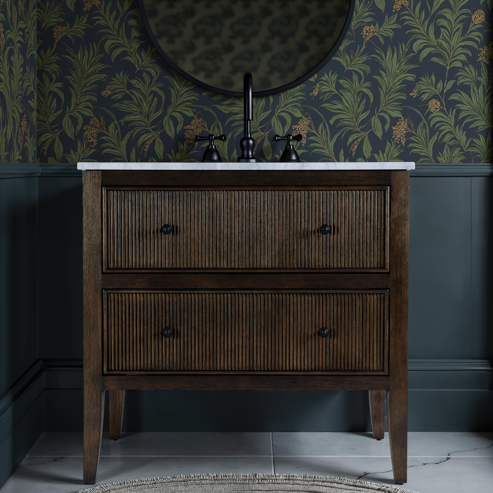 Keaton Genuine Marble Single Bathroom Vanity