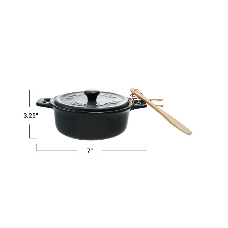 Stoneware Brie Baker with Bamboo Spreader
