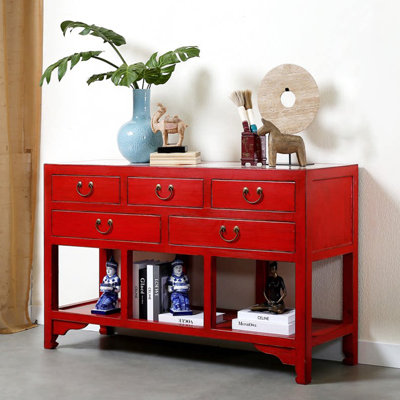 Console vintage en pin vieilli