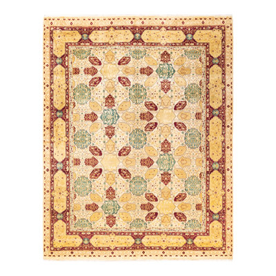 Tapis unique noué à la main ivoire 8 pi 2 po x 10 pi 3 po Keenan