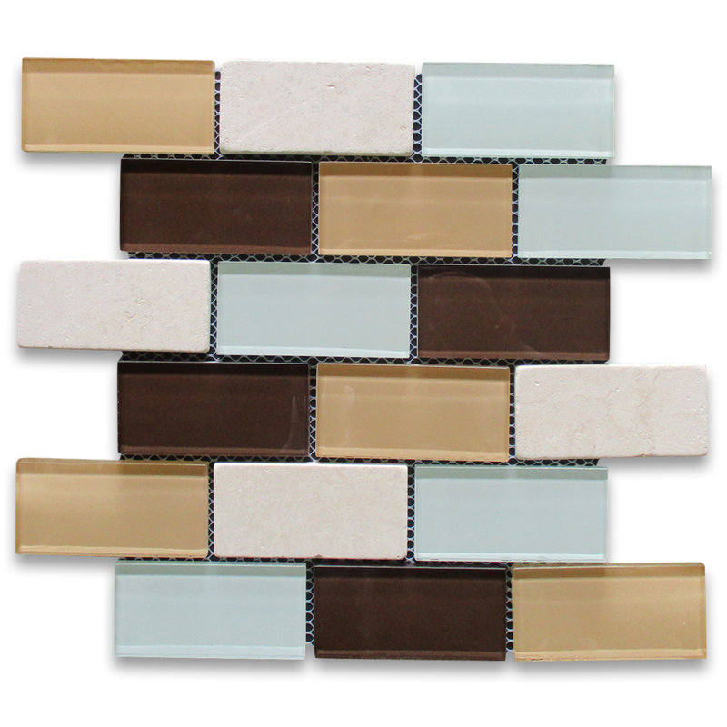 Carreau de mosaïque 12 po x 12 po, Brun / beige