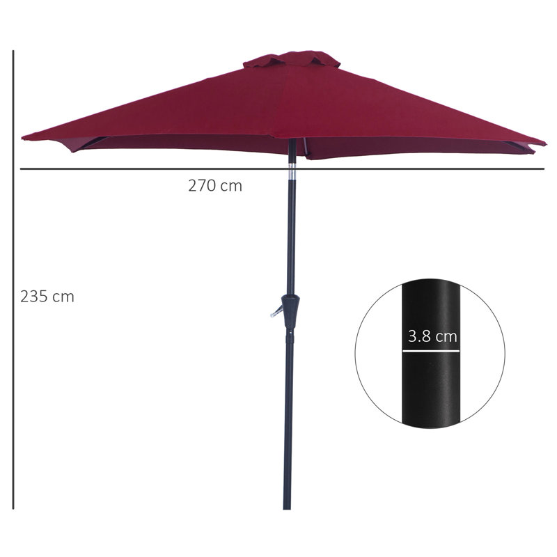 Dakota Fields Brisamar 270cm Traditional Parasol with Crank Lift ...