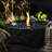 Black Tabletop Concrete Fireplace - Ethanol Burner For Indoor And Outdoor With Stainless Steel Fire Pot Decorative Glass Use Pit & Extinguishing Cover Beads