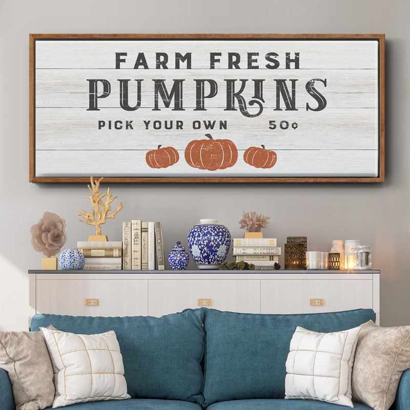 Farm Fresh Pumpkins - Toile encadrée, H 8 po x l 20 po