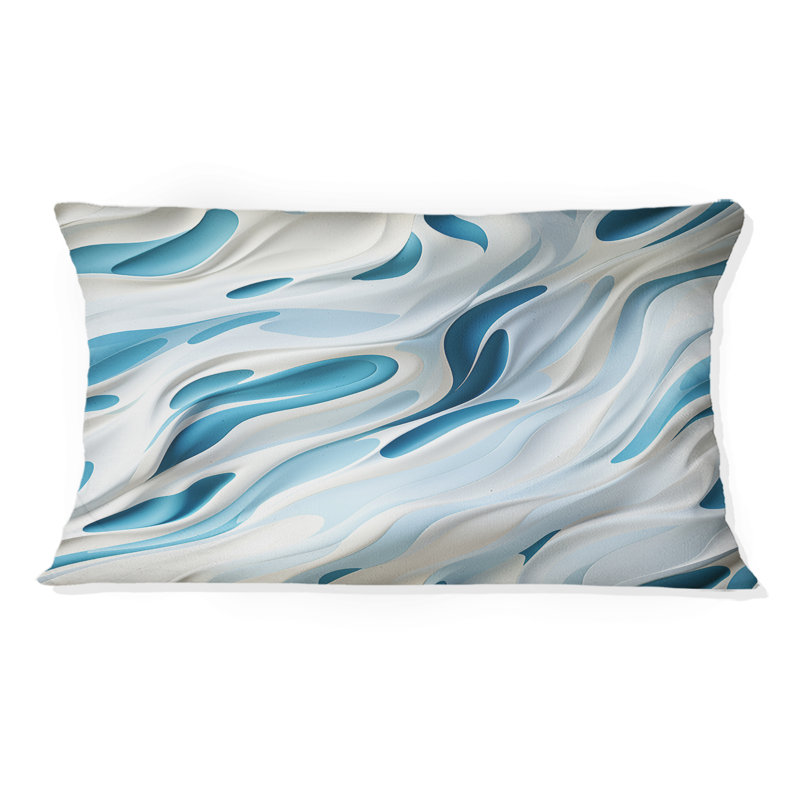 Coussin Blue and White Snowy Serenity - Abstract