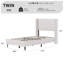 Ensemble de 2 cadres de lit simple avec tête de lit à oreilles, structure de lit tapissier en velours, lattes de bois robustes, aucun sommier requis, assemblage facile, blanc-87561110