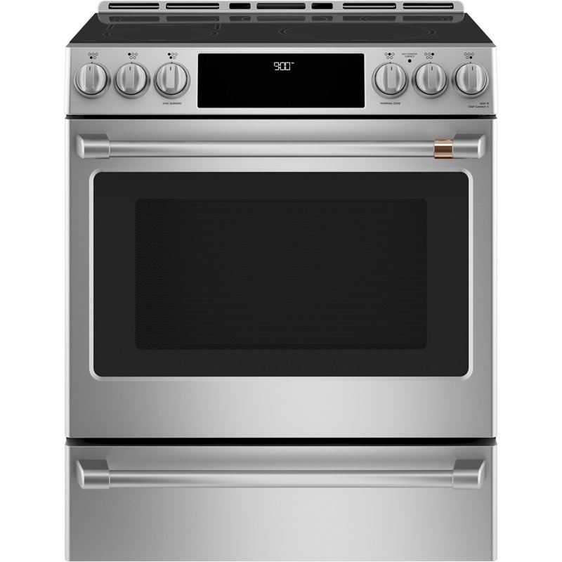 Café 30" 5.7 cu. ft. Slide-in Electric Range with Induction Cooktop, Stainless Steel