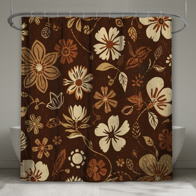 Rideaux de douche rétro à motif floral très longs
