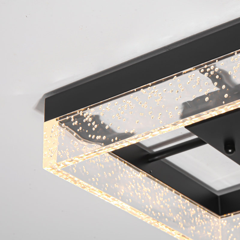 Itohan 11.81" Square Dimmable LED Flush Mount, Black