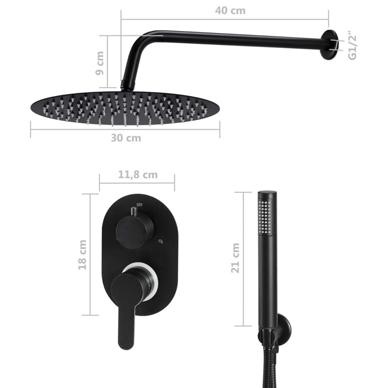 Romriell Rain Dual Shower Head, Matte Black