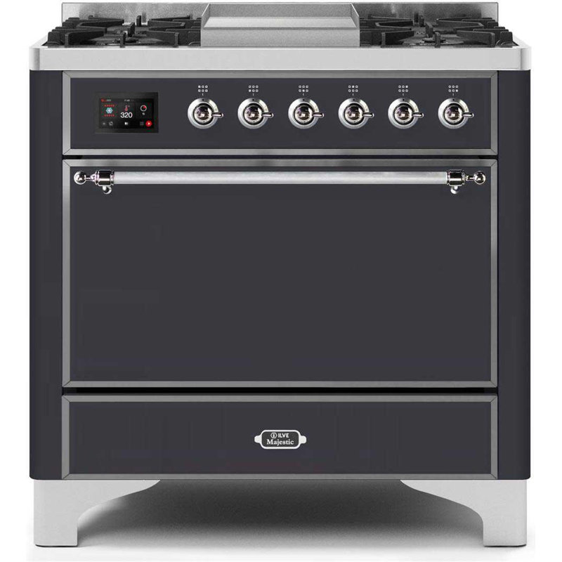 Majestic II 36" 3.5 cu.ft. Freestanding Dual Fuel with Griddle and Convection Oven, Natural Gas, Glossy Black/Copper