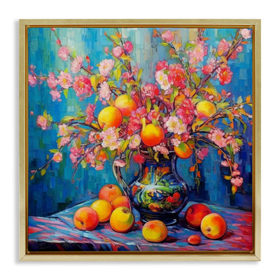  "Peach & Florals Bouquet", art mural sur toile flottante par LSR Design Studio