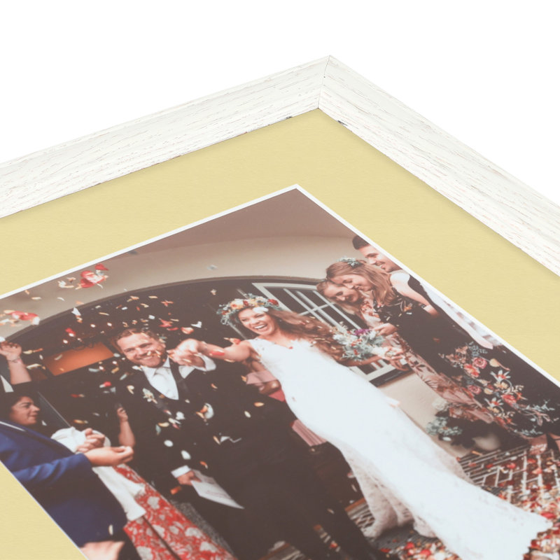 Off White Wood Picture Frame with Mat, Buttercup