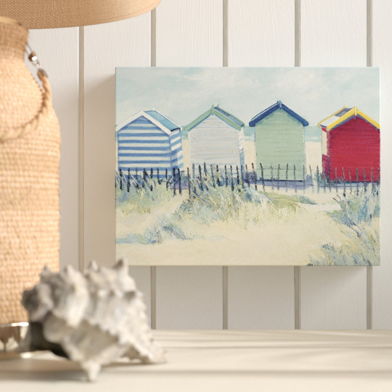 'Suffolk Beach Huts' by Jane Hewlett - Print, 40cm H x 50cm W, Canvas, No Matte