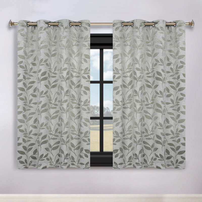 Panneaux de rideaux à passe-tringle en polyester Finklea, Sauge, l 42 po x L 63 po