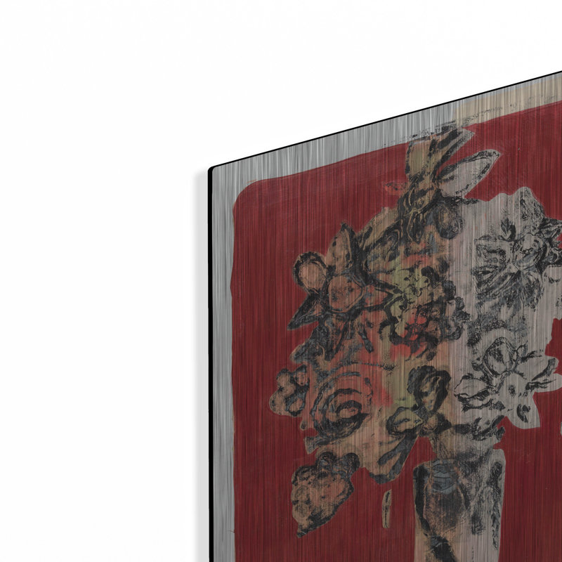 Art mural luxueux «Bouquet Red» par Maria Pietri, art mural en métal, 12 po x 16 po, H 16 po x l 12 po
