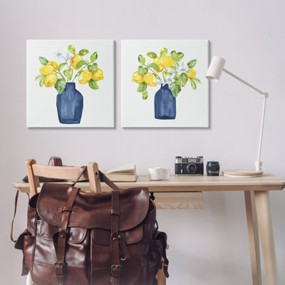  Ensemble de 2 impressions sur toile "Lemon Branches in Vases" par Nan