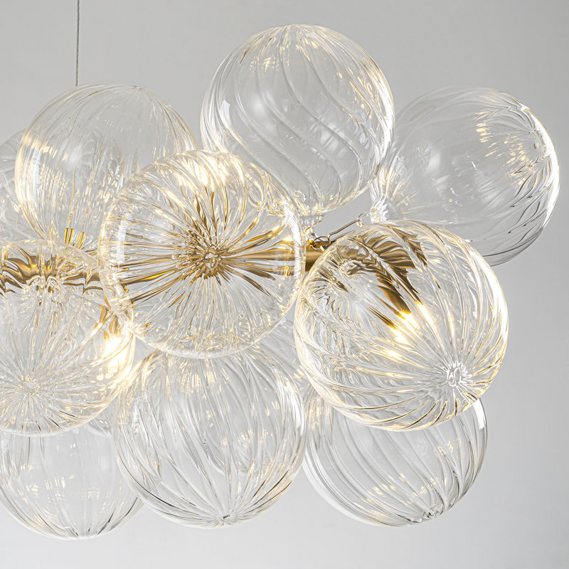 Lustre en verre tourbillonnant à 10 lumières pour îlot de cuisine Baltser, Dorée