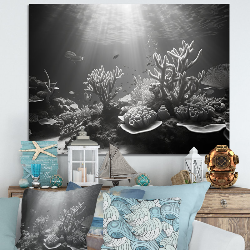 «Black and White Coral Ballet», reproduction d'art sur toile, H 34 po x l 44 po, Toile tendue