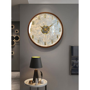 Elegant Contemporary Wall Clock with Natural Shell Dial & Gold Numerals