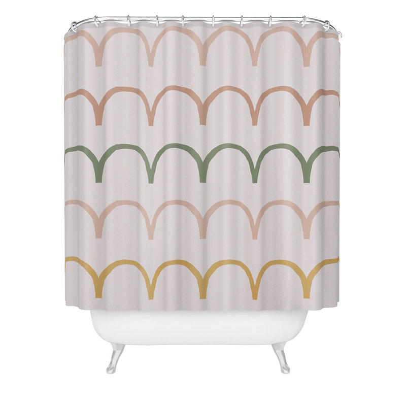 Rideau de douche Ninola Design, Blanc / rose / vert abstrait