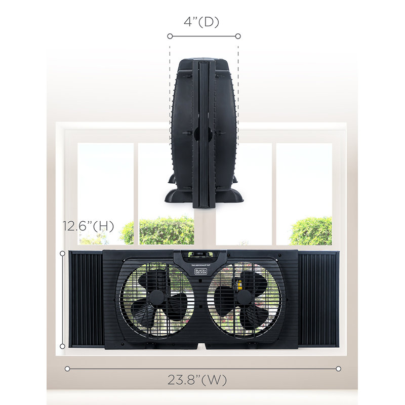 BLACK+DECKER 9 inch Dual Window Fan for Window Screen with 2 Speed Settings