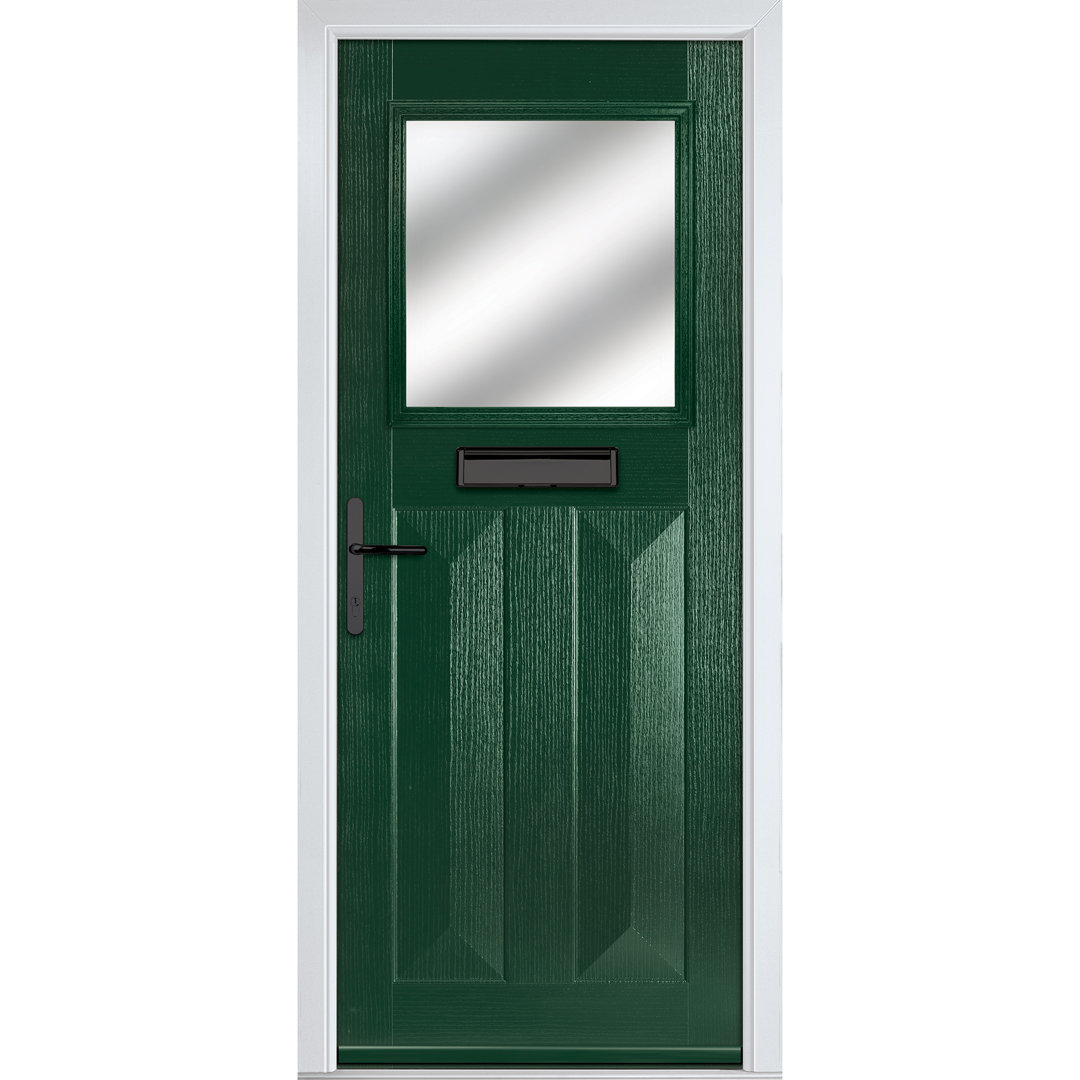 Crystal GRP Front door Eaton Slate Grey 890mm x 2090mm Open in Right hand Stipolytte Glass
