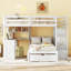 Lit superposé blanc avec bureau intégré et espaces de rangement - Créez une chambre à coucher pleine grandeur élégante sur des tablettes simples pour un environnement de sommeil relaxant