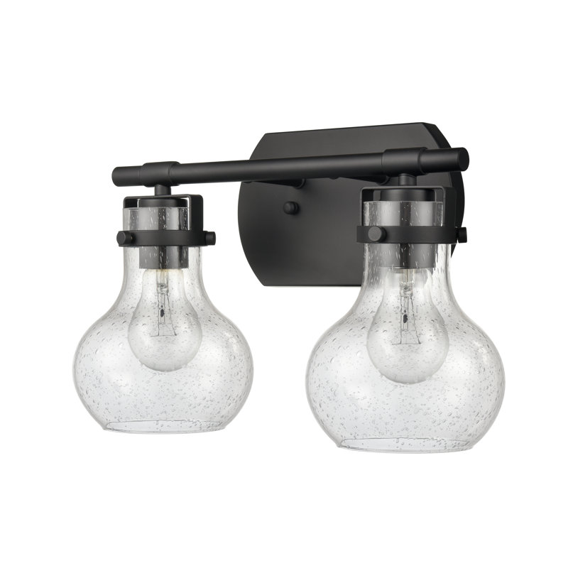 Éclairage pour salle de bain à 2 lumières de 15,5 po de large Salamanca - Noir mat, 9.5" H x 15.5" W x 7" D, Noir