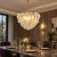 Lustre nordique doré à 6 lumières en verre bullé de 61 cm (24 po), suspension globe tourbillonnante-1037613023